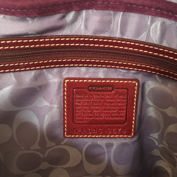 Coach Burgundy Suede Satchel - Picture 12 of 14